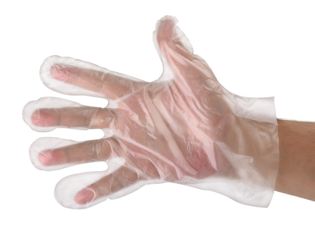 Hand in plastic glove